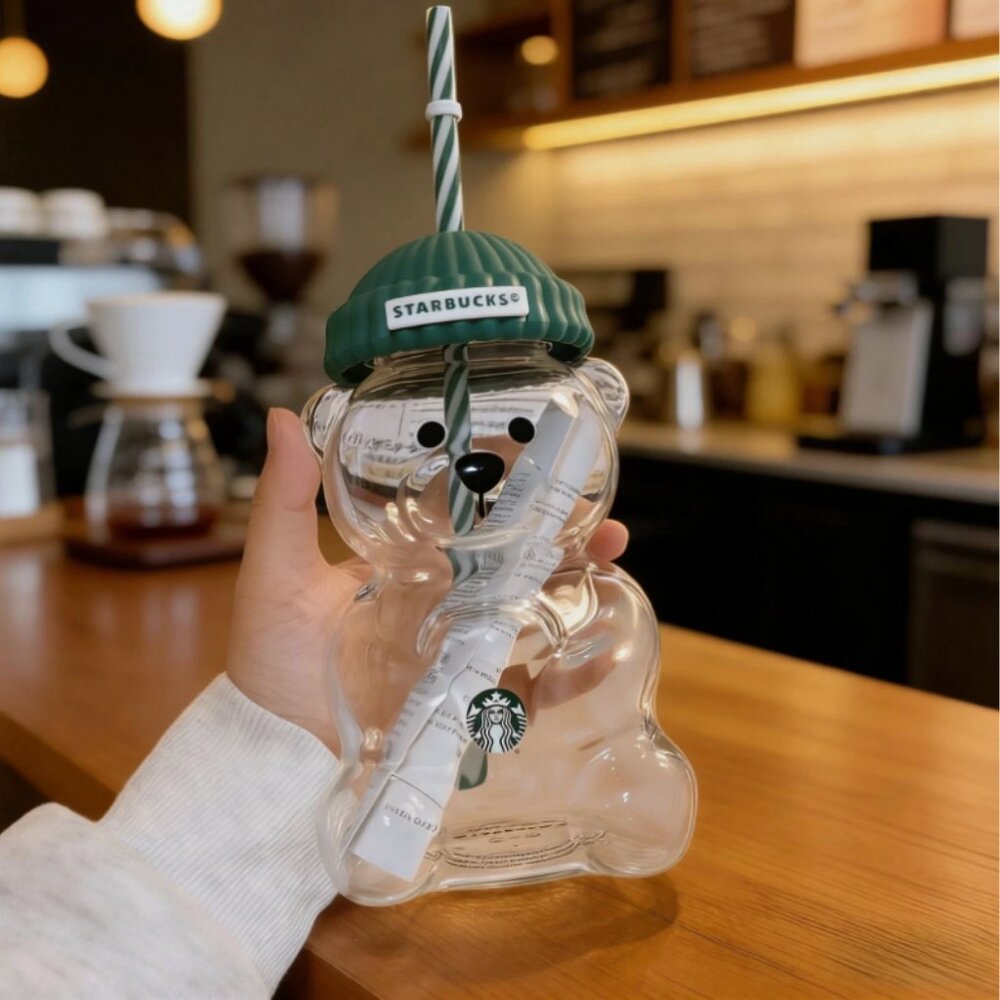 Starbucks Bearista Limited Edition Bear Glass Cold Cup 100% Authentic Rare